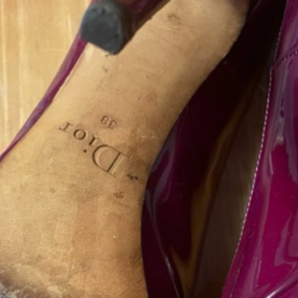 Christian Dior Peep Toe Pumps Patent Purple Leather Size 38 - Picture 5 of 5